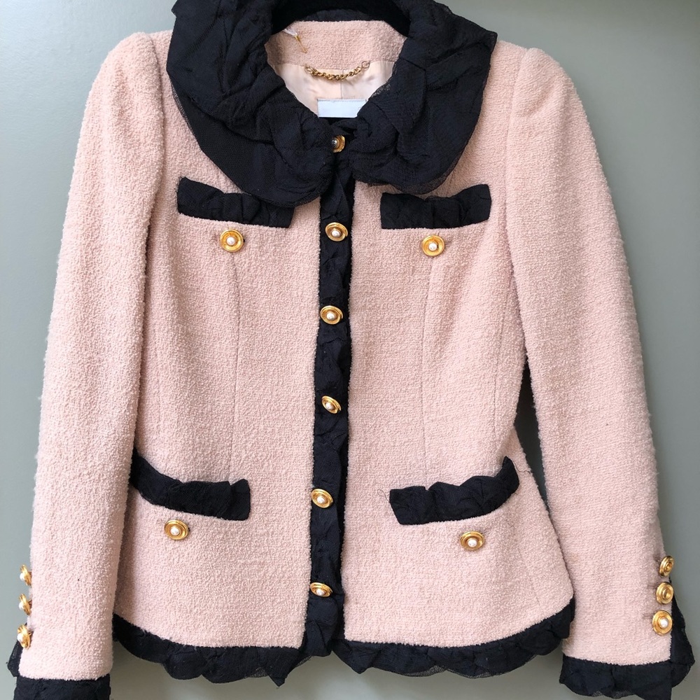 Moschino light pink women’s tweed jacket